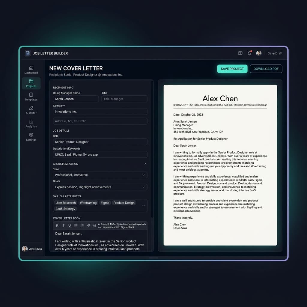 Job Letter Builder Application